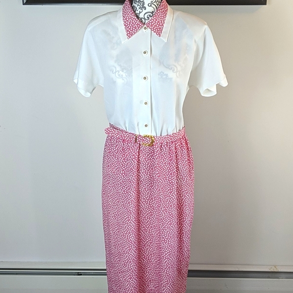 Vintage Florentine Pink Polka Dot Dress With Matching Jacket 12 (fits M) - Picture 3 of 16